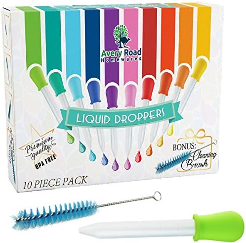 10 Pack Liquid DROPPER - FDA Approved Silicone and Plastic DROPPERS - 5 ML Pipettes Essential for Candy Molds Gelatin Maker &amp; Gummy Bear Mold - Oils Science and Crafts