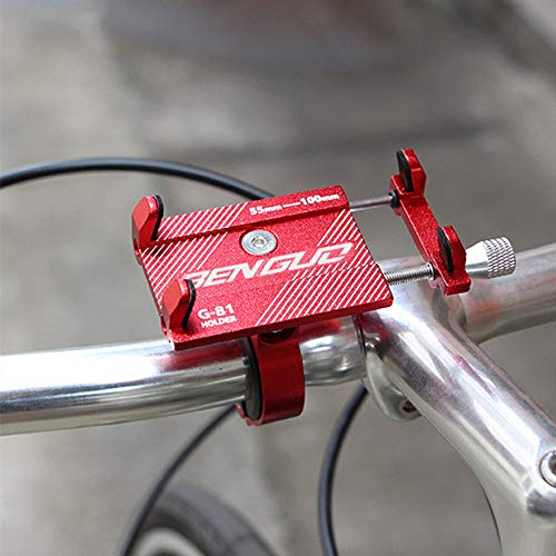 Bike Accessories,Dartphew 1Pcs [ Bike Phone Mount Bracket Holder Clip ] - Bicycle Handlebar Phone Holder - Aluminum alloy(Size:4.3×6.5×8cm) (Red) - Thumbnail 2