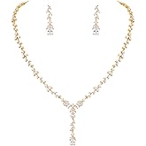 MEEDOZ Bridal Wedding Jewelry CZ Set Marquise Teardrop Cubic Zirconia Pendant Necklace and Dangle Earring Bracelet Sets for Women