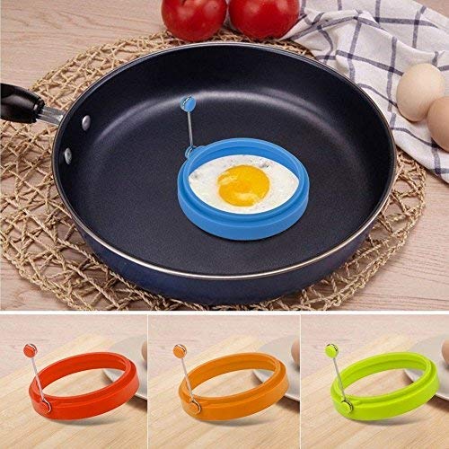 Silicone Egg Rings, 4 Inch Food Grade Egg Cooking Rings, Non Stick Fried Egg Ring Mold, Pancake Breakfast Sandwiches, Egg Mcmuffin Ring(Blue,4Pack)
