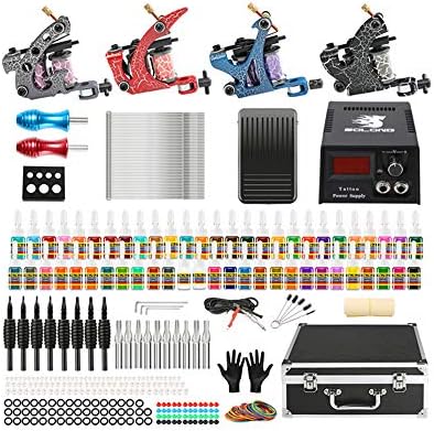 Tattoo Machine Set 4Pro Gun Power Supply Needle Tip Best Quality Tattoo Kit Professional Body Tattoo Kit Machine