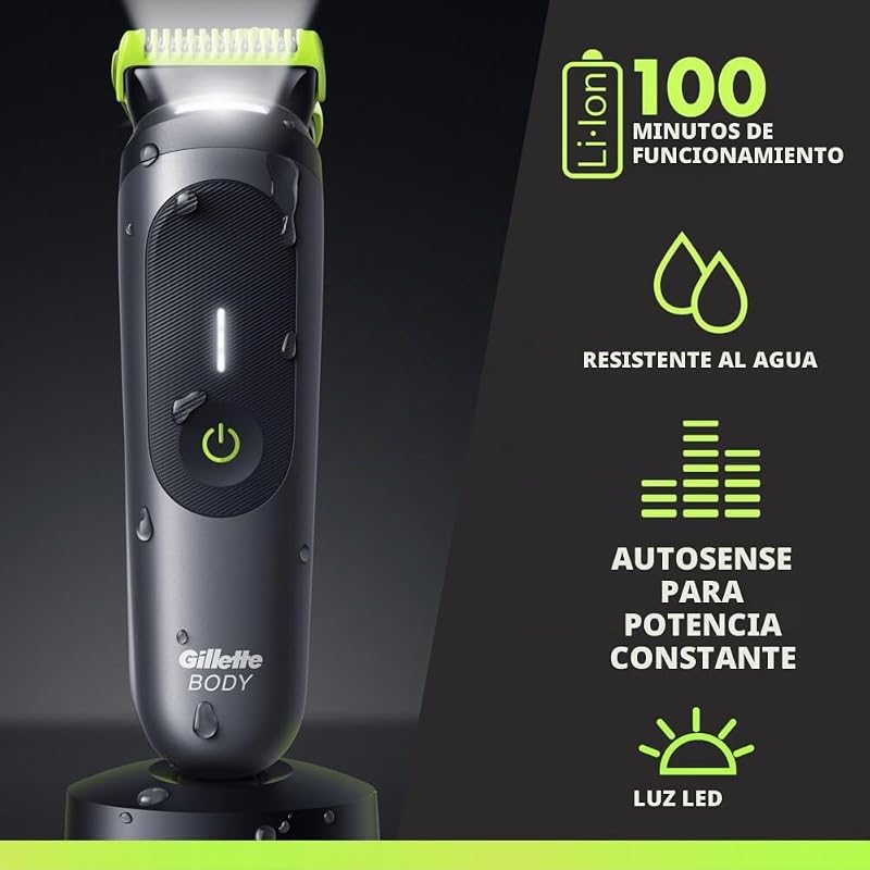 Labs i7 - Cortacésped para cuerpo y zona íntima para hombre, con tecnología SkinFirst, cortapelos impermeable, luz LED para visibilidad, 3 accesorios de corte de precisión y base de carga