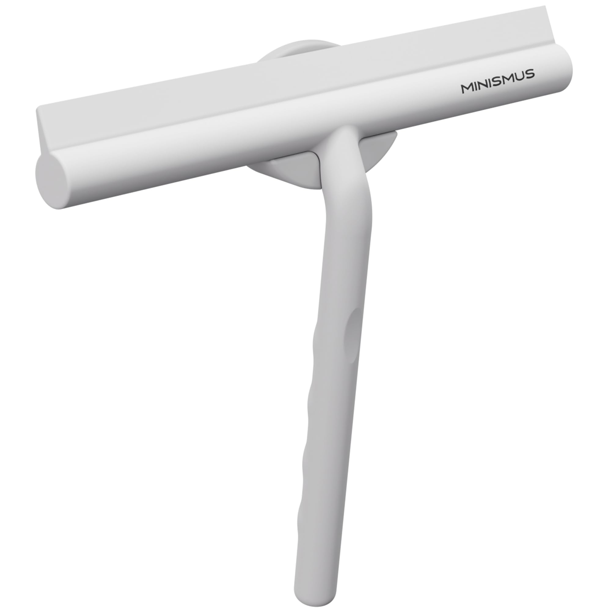 Minismus Shower Squeegee for Shower, Bathroom, Tiles, Mirrors, Windows - Includes Magnetic Holder No Drilling Required - Modern Design in Elegant (21 cm, White)