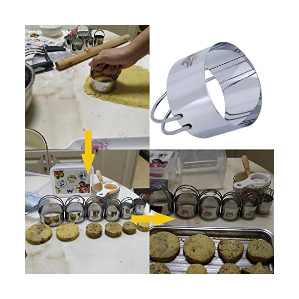M JINGMEI Pastry Cutter Set Biscuit Cutter Set (5 Circle+1Fluted Edge) Dough Blender Mixer Cookie Cutters Round Baking… - Image 5