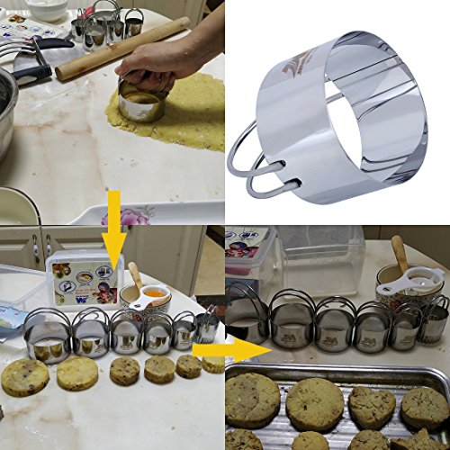 M JINGMEI Pastry Cutter Set Biscuit Cutter Set (5 Circle+1Fluted Edge) Dough Blender Mixer