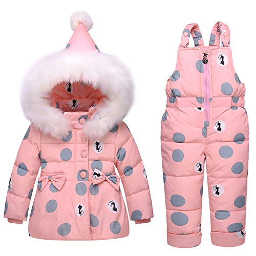 Baby Girls Winter Down Coats Snowsuit Outerwear 2Pcs Clothes Hooded Jacket Snow Ski Pants Outfits Set