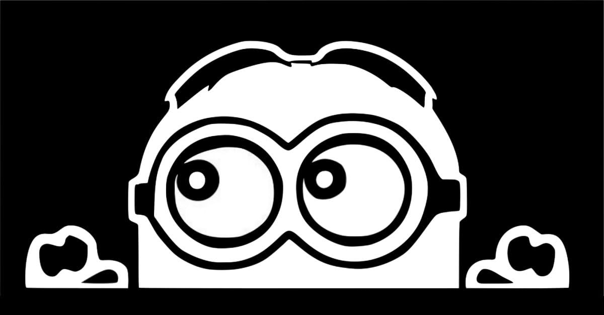 UR Impressions Minion Peeking Decal Vinyl Sticker Graphics for Cars Trucks SUV Vans Walls Windows Laptop|White|7.2 X 3.7 Inch|URI146
