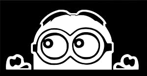 UR Impressions Minion Peeking Decal Vinyl Sticker Graphics for Cars Trucks SUV Vans Walls Windows Laptop|White|7.2 X 3.7 Inch|URI146