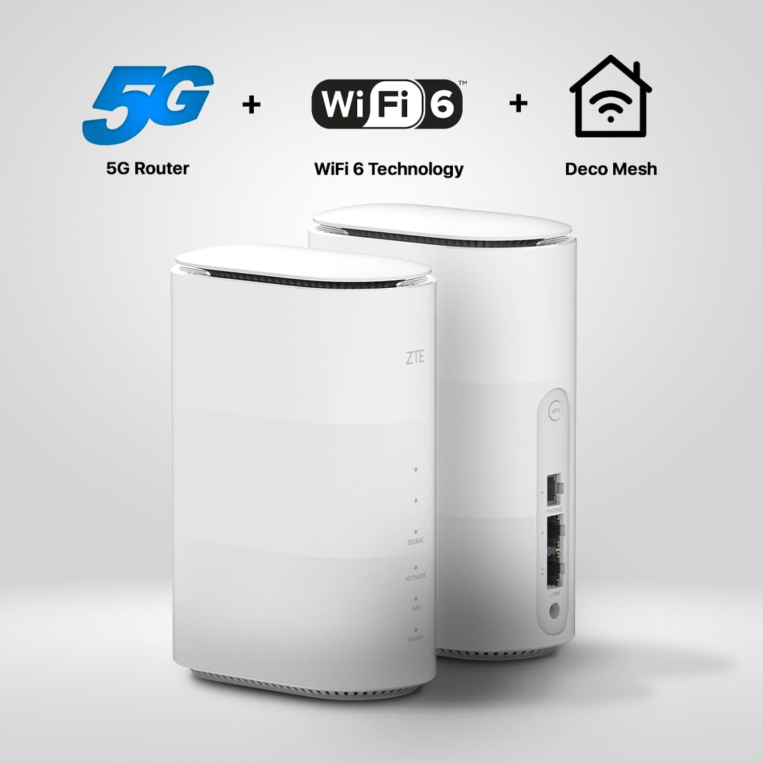ZTE G5B AX3000 WiFi 6 5G Router with SIM Slot, Unlocked Whole Home Wireless Router, Premium Low-Power Design, Easy Setup & Management, Parental Controls, UK Plug & Warranty