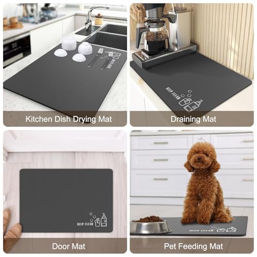 Siliget Bath Mat 60 * 40cm Quick Dry Non Slip Floor Mat Absorbent Magic Mat Kitchen Washable Carpet Toilet Anti Mould (Grey, 60 * 40)