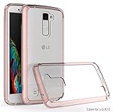LG K10/ LG Premier LTE Clear Case With HD Screen Protector,AnoKe [Scratch Resistant] Acrylic Hard Cover With Rubber TPU Bumper Hybrid Ultra Slim Protective for LG K10 -TM Rose Gold