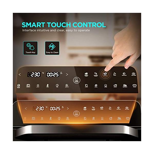 CalmDo 25L Air Fryer, 1800W Mini Oven Digital Multi Air Cooker with 12 Cooking Presets, Convection Oven with Dehydrator and 5 Accessories, Recipe Book Included