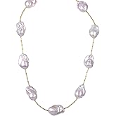 Freshwater Pearl Necklaces for Women; Baroque Pearl Necklace; Long Pearls Necklace for Women; Pearl and Gold Necklace; Real Pearls Station Necklace