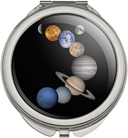 太陽系惑星水星金星火星地球月星木星土星天王星海王星コンパクトな旅行財布のハンドバッグの化粧鏡 公式