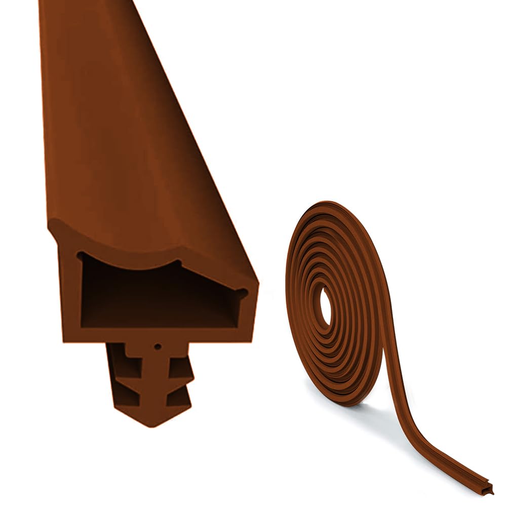 EUBSWA Door Seal, 15m PVC Weather Stripping Brown, Energy Efficient and Noise Reduction, Easy Installation Rubber for Door, Floor