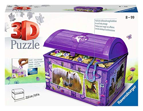 Ravensburger 3D Puzzle 11173 - Schatztruhe Pferde - ab 8 Jahren - 216 Teile - Aufbewahrungsbox mit praktischem Deckel
