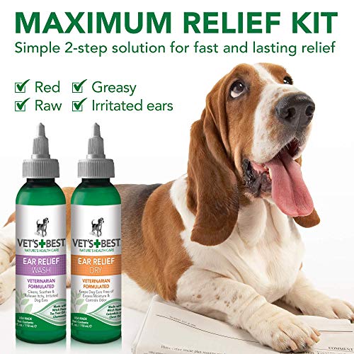 Vet’s Best Dog Ear Cleaner Kit | Multi-Symptom Ear Relief | Wash & Dry