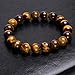 Bivei AA Quality Mens Womens 10MM Natural Tiger Eye Stone Gemstone Bead Meditation Healing Power Elastic Stretch Bracelet(Tiger Eye 4pc/Set)