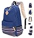 CherishBags Casual Lightweight Canvas Laptop Bag/ Shoulder Bag/ School Backpack/ Work Bag (Blue). Great for kids, College Students and Adults. Unisex (Boys and Girls).
