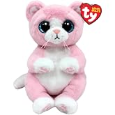Ty Beanie Bellies Lillibelle the Pink Kitten with Blue Glitter Eyes, Cuddly Plush Animals with Soft Belly Original 20 cm T41283