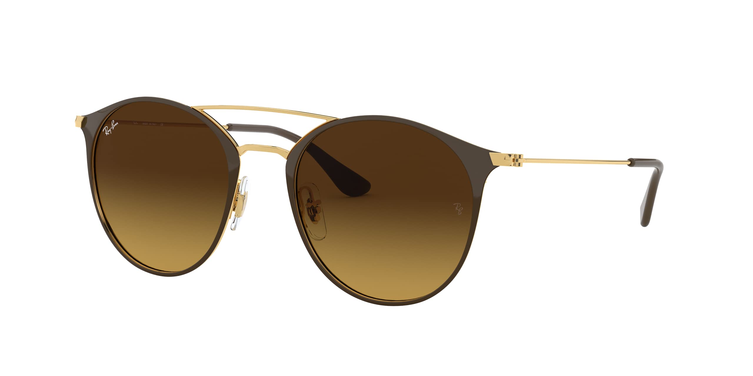 Ray-Ban Unisex RB3546 Round Sunglasses, Brown On Gold/Brown Gradient Dark Brown, 52 mm