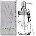 Liquid Soap Dispenser for Kitchen & Bathroom- Vintage Glass Mason Jar Stainless Steel Pump Lid Chalkboard Tag Best for Lotion Essential Oils Drink Beverage Alcohol Condiment Sanitizer (Satin New 2017)