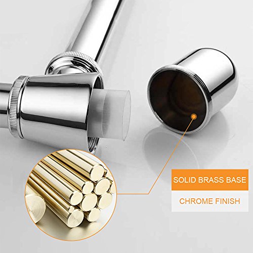Gimify Bathroom Sink Round Bottle Trap, Zinc Alloy Bottle Waste Trap Drain Kit P-TRAP Tube and Pop Up Drain Stopper with Overflow Chrome