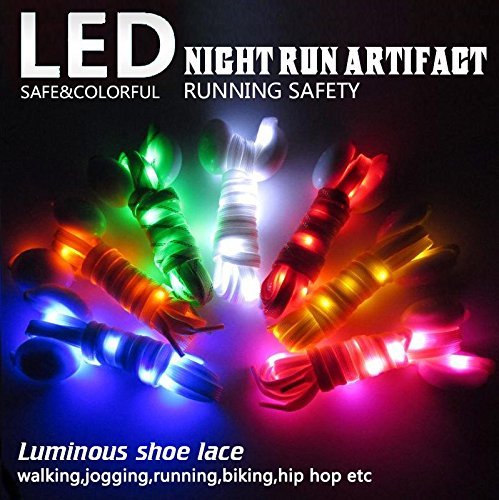 AcTopp LED Shoelaces High Visibility Soft Nylon Light Up Shoelace with 4 Modes Rainbow Colors for Night Running, Biking, Disco, Party, Cosplay, Hip-hop Dance Safety and Cool (Green(white light))