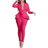 Salimdy Sexy 2 Piece Outfits for Women Long Sleeve Solid Blazer with Pants Casual Elegant Business Suit Sets