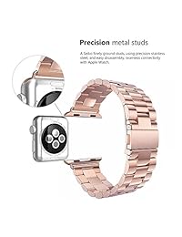 correa Rosa Schleife para Apple Watch de 1,5 pulgadas 1,65 pulgadas de acero inoxidable, correa muñequera con cierre de metal, reemplazo de correa para reloj clásico, pulsera de metal para Apple Watch Sport & Edition, 42mm, Rose gold