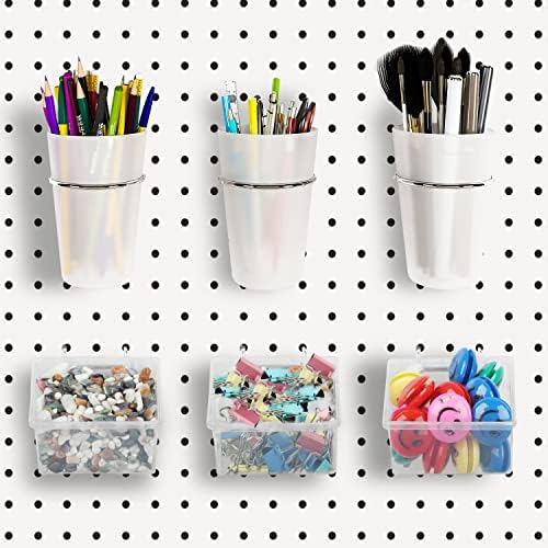 Kuhome 6 Sets Pegboard Bins and Cups with Pegboard Hooks, Pegboard