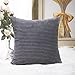 Home Brilliant Throw Pillows 18x18 Soft Decorative Striped Corduroy Velvet Square Spring Throw Pillow Cover for Couch Sofa, 45 x 45 cm, Dark Grey