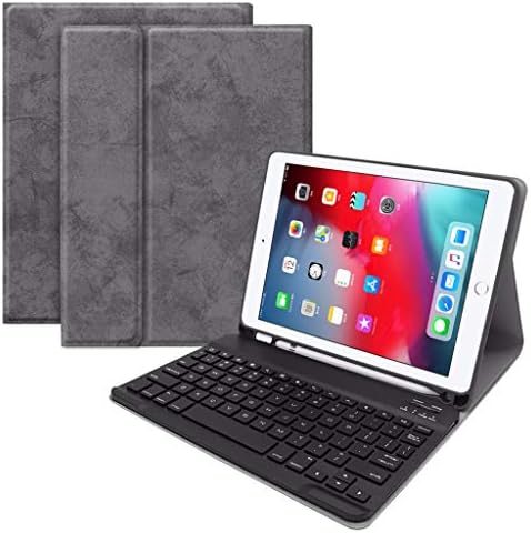 Solovley Foldable Keyboard Protection Cover, Wireless Bluetooth Keyboard Premium Leather Keyboar Case with Auto Sleep/Wake for iPad Pro 9.7 inch Tablet (Gray)