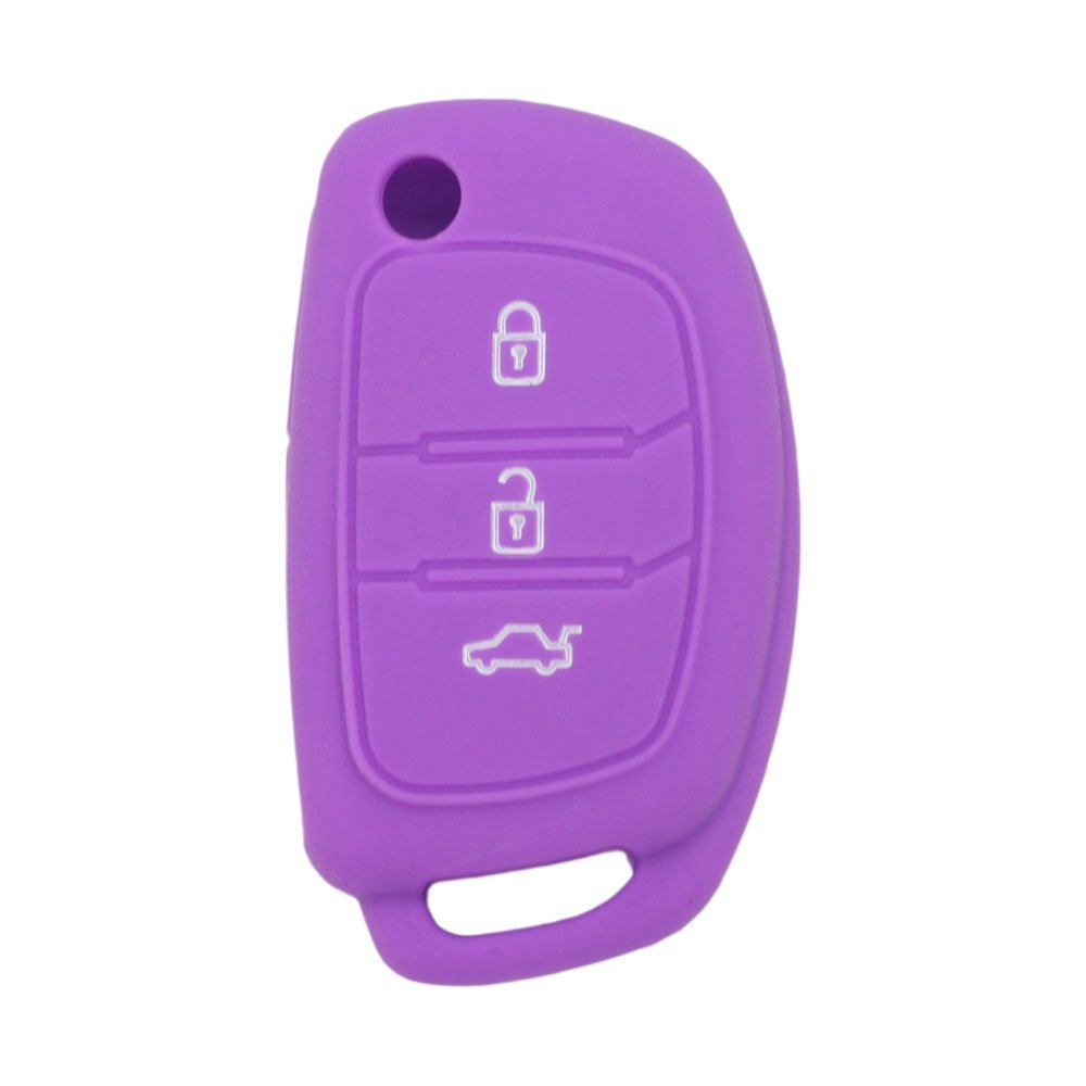 BROVACS Silicone Cover Protector Case Holder Skin Jacket Compatible with HYUNDAI 3 Button Flip Remote Key Fob CV9102 Purple