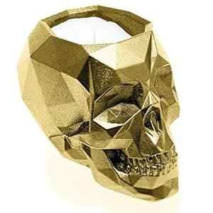Candellana Konkrete Duftkerze | Schädel Low Poly | Höhe: 15,4 cm | Lebkuchen Flitter | Classic Gold | Handgemacht in der…