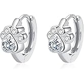 Pet Paw Print Huggie Earrings for Women Cute Cat Dog Colored Crystal Small Hoop Earrings Shiny Zircon Jewelry Gifts
