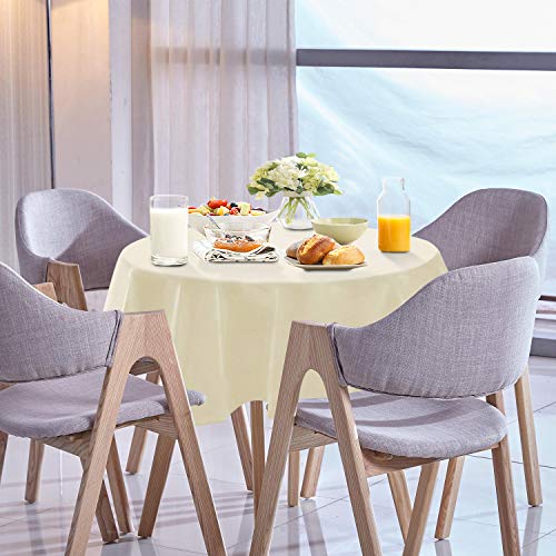 YEMYHOM 100% Polyester Spillproof Tablecloths for Round Tables 60 Inch Indoor Outdoor Camping Picnic Circle Table Cloth (Off White) - Thumbnail 5