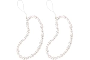 Staqlo Beaded Phone Charm Cute Fixed Beads Pearl Wristlet Chain Camera Wrist Strap CarKey Lanyard