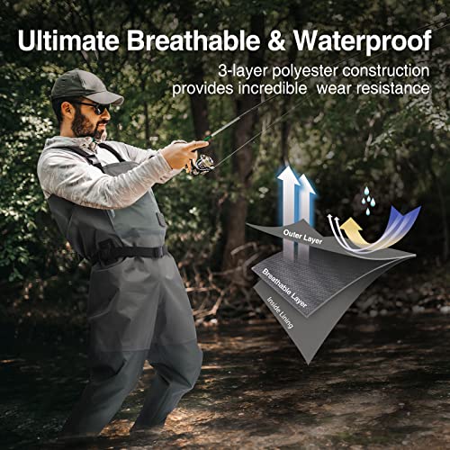 Piscifun Chest Waders, Stockingfoot Waterproof Waders For Men and Women