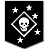 Black &amp; White MARSOC Skull and Stars Logo Sticker (ops Insignia Emblem), Officially Licensed by The U.S. Marine Corps (3 x 4 inch)