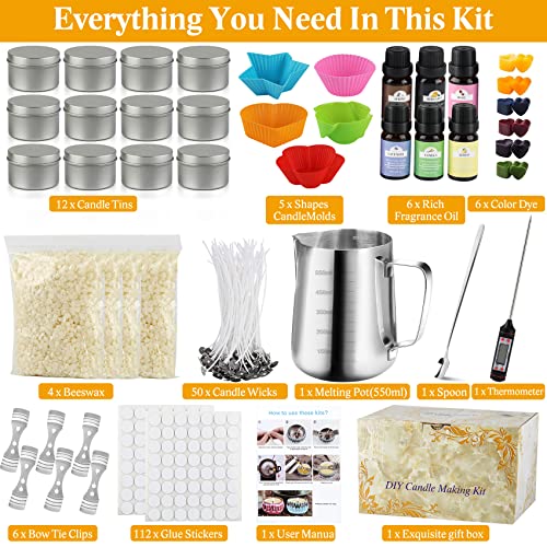Tobeape DIY Candle Making Kit Supplies for Adults Kids DIY Starter Gift | Easy for Beginners to Make Scented Beeswax Jar Candles with Candle Making Craft Tools