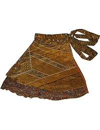 wevez corto longitud Plus tamaño de la dama Sari Arte seda Wrap 3 Faldas Pack