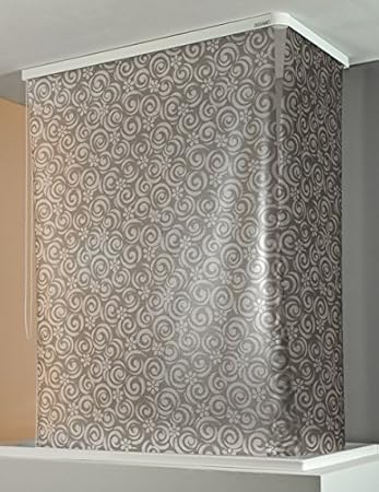 ECO-DuR 4024879003661 Kassetten ECK Duschrollo 137 x 62 cm silber - Flower grau