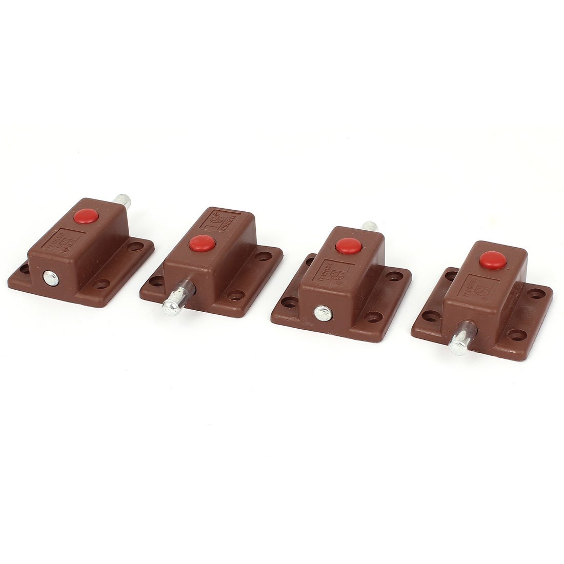 Sourcingmap 2 Inch Long Press Button Spring Loaded Automatic Door Bolt 4 Pcs Brown