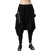 ellazhu Women's Black Unique Design Pocketed Harem Hippie Hip-Hop Pants GY1054 A