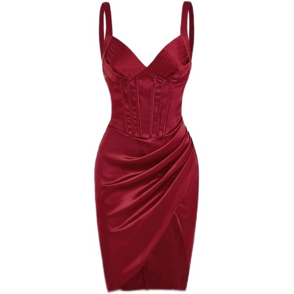 Amazon.com: CIDER Lace Ruched Split Cami Midi Dress: Red, XL : Clothing,  Shoes & Jewelry