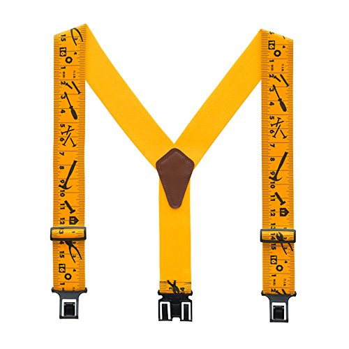 Perry 2 Big & Tall Clip-On Hook End Belt Suspender w/ Yellow Tape Measure Print