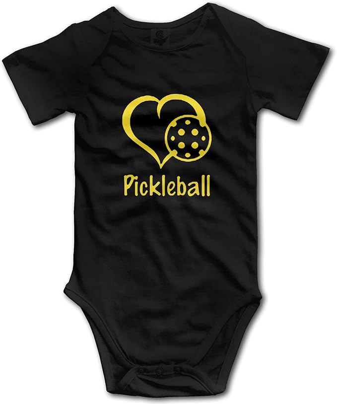 Heart Love Pickleball Toddler Baby Bodysuits Infant Onesies Cotton ShortSleeve