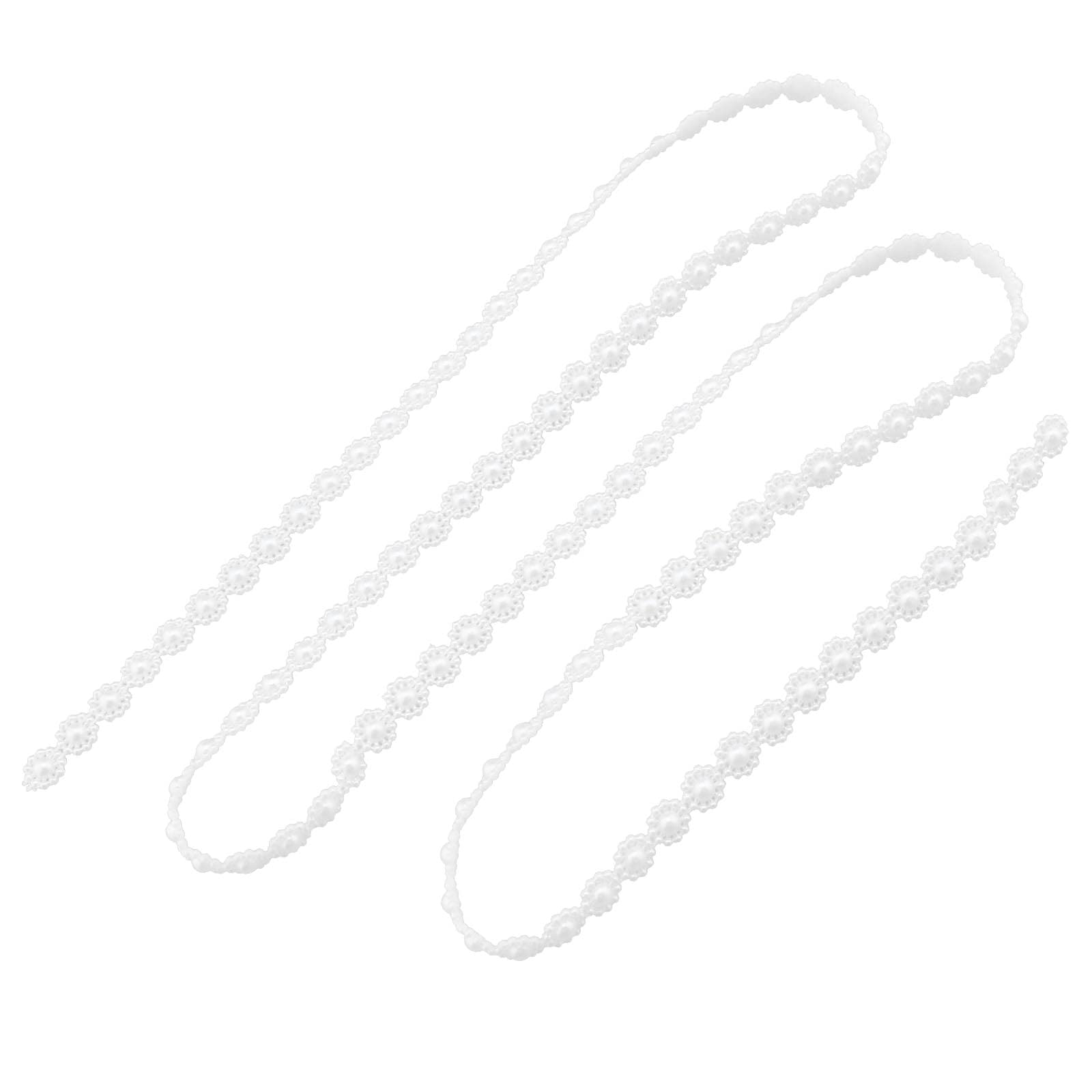 EMSea 10 Yards Pearl Beaded Trim Bridal Lace Ribbon Trimming Edge Tape Embellishment for DIY Craft Clothes Furniture Shoes Hair Clips Jewelry Makeup Mirrors