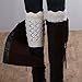 FAYBOX Women's Short Leg Warmer Crochet Boot Cover (Short Ivory)